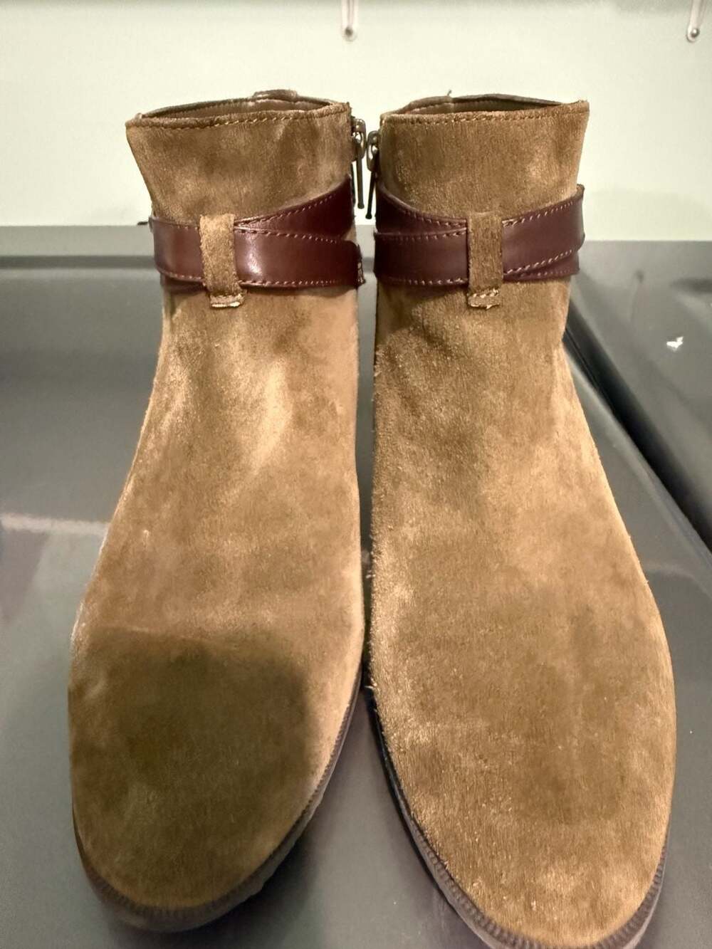 Alex Marie Ankle Boots Size 7M Brown Suede Leather Buckle Strap